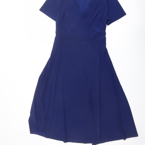 Damart Womens Blue Polyester Shift Size 14 V-Neck Pullover