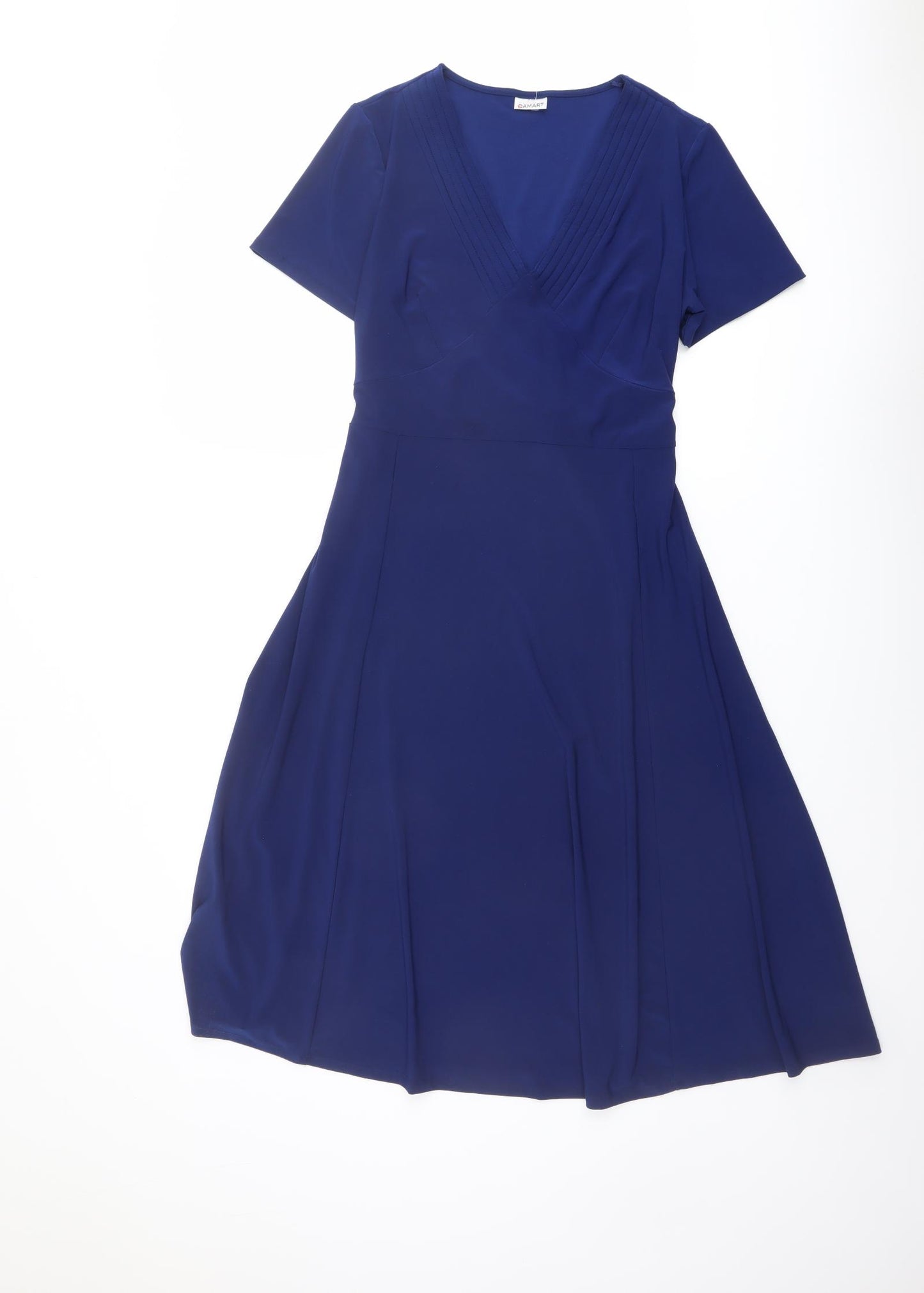 Damart Womens Blue Polyester Shift Size 14 V-Neck Pullover