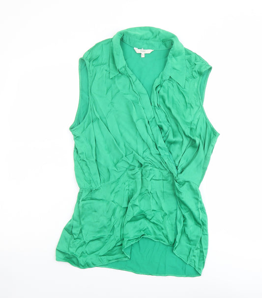 NEXT Womens Green Viscose Wrap Blouse Size 16 V-Neck