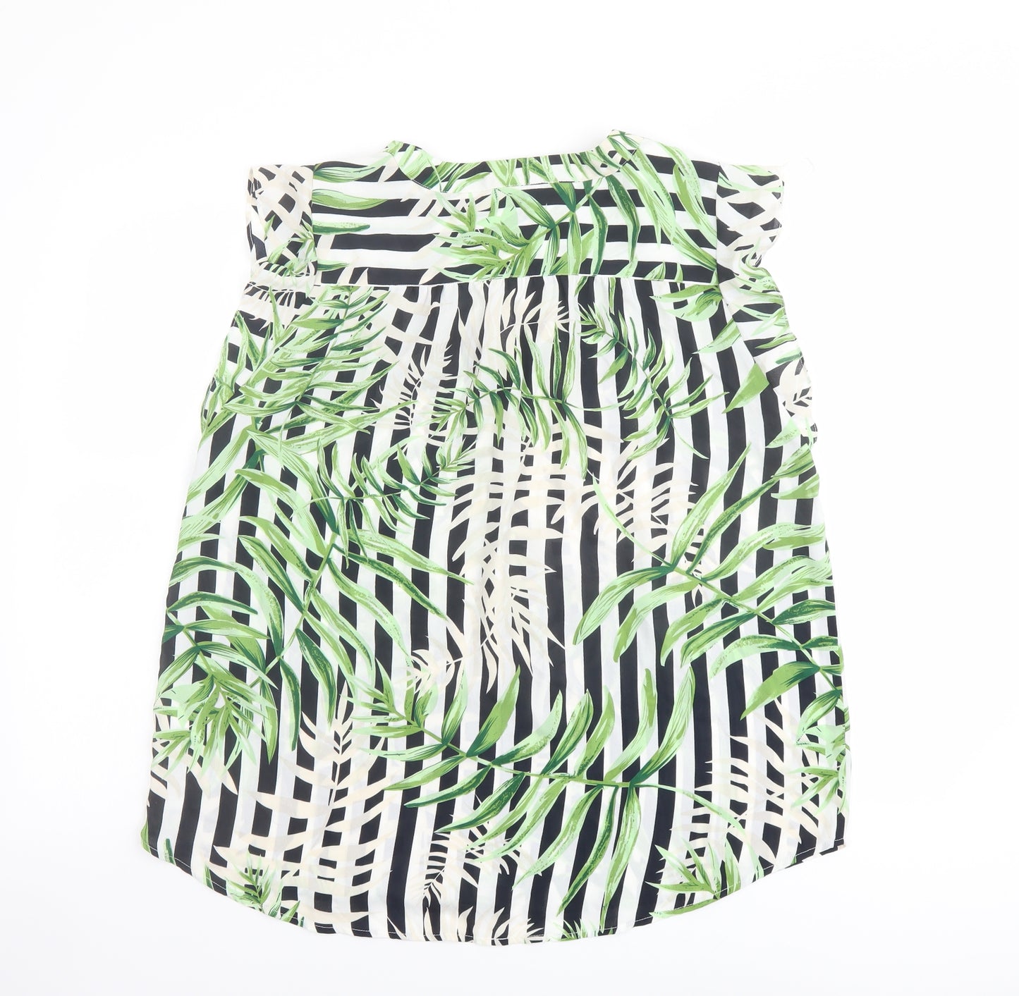 Hilary Radley Womens White Striped Polyester Basic Blouse Size L V-Neck
