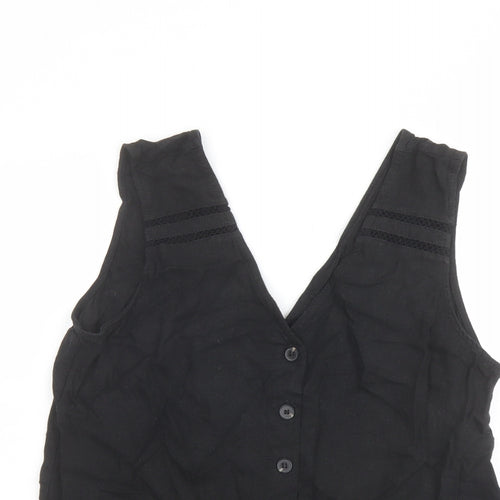 NEXT Womens Black Linen Camisole Blouse Size 14 V-Neck
