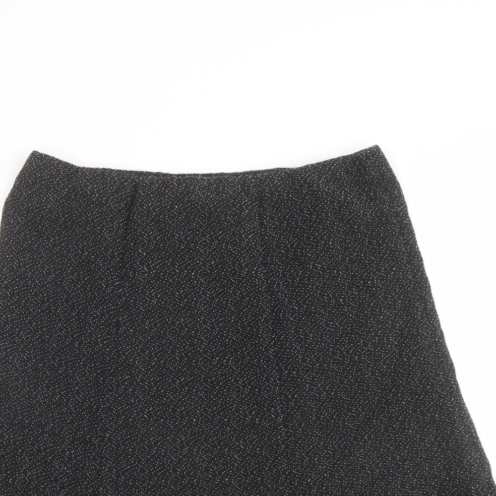 Bonmarché Womens Black Geometric Polyester A-Line Skirt Size 12 - Speckled Pattern