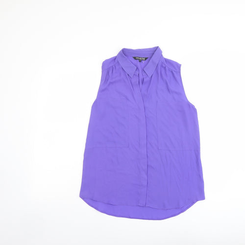 Debenhams Womens Purple Polyester Basic Blouse Size 12 Collared