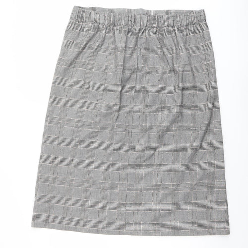 Marks and Spencer Womens Grey Plaid Polyester A-Line Skirt Size 16