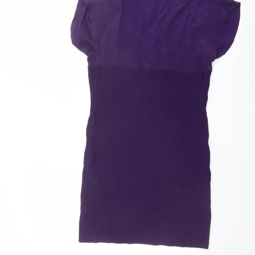 Oasis Womens Purple Viscose A-Line Size 14 V-Neck Zip