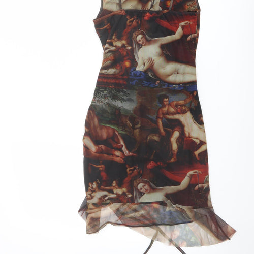 PRETTYLITTLETHING Womens Multicoloured Polyester Slip Dress Size 6 V-Neck Pullover - Renaissance