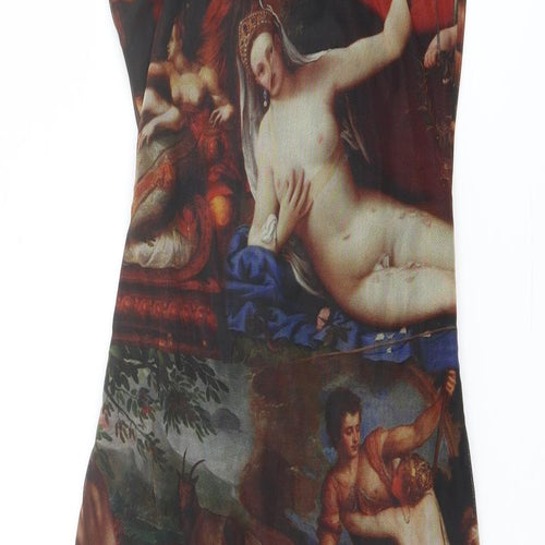 PRETTYLITTLETHING Womens Multicoloured Polyester Slip Dress Size 6 V-Neck Pullover - Renaissance