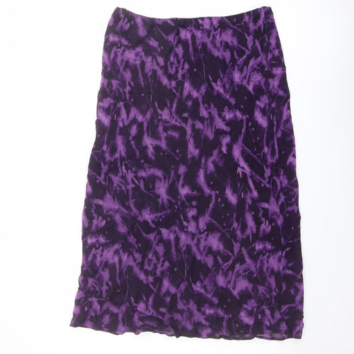 Principles Womens Purple Geometric Viscose A-Line Skirt Size 14