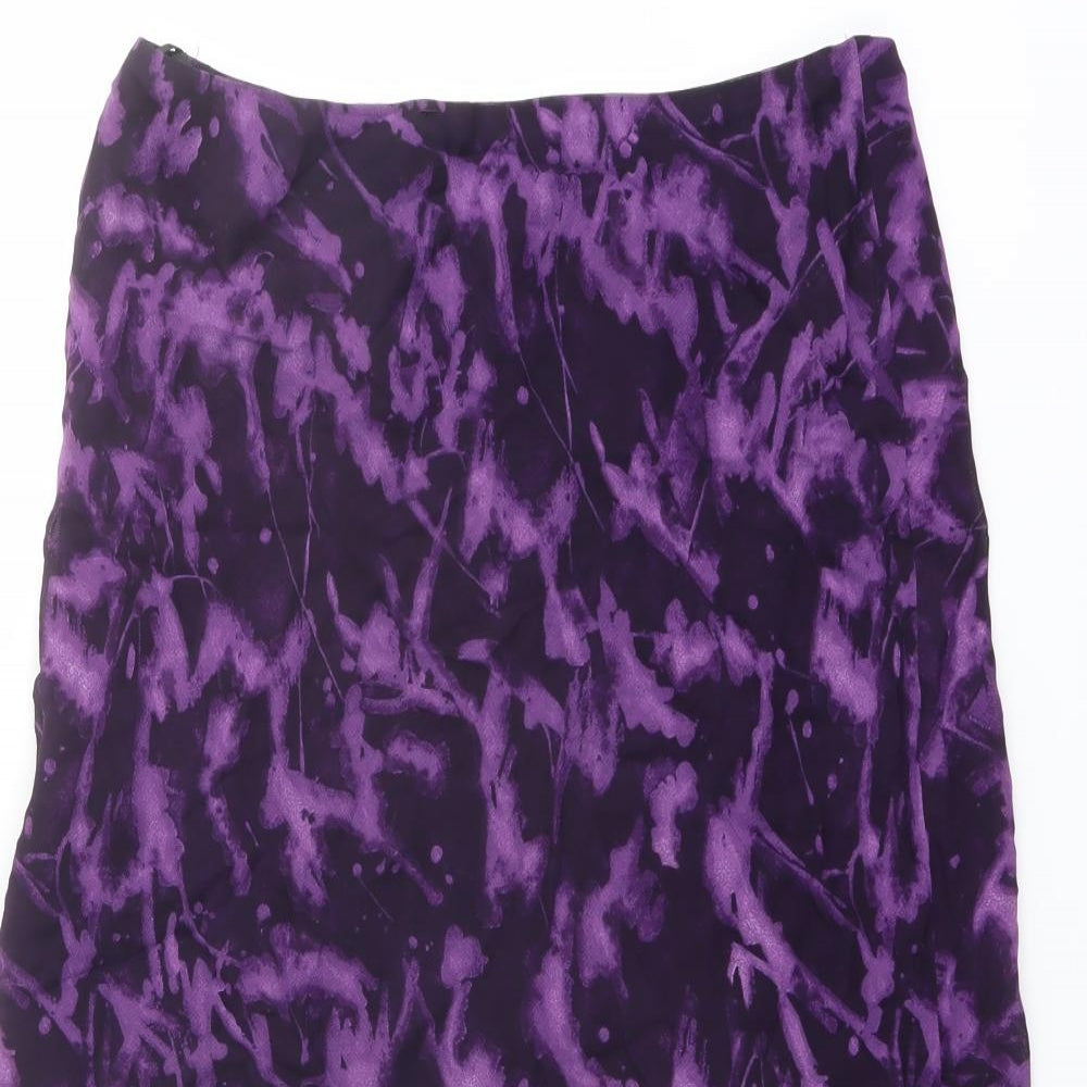 Principles Womens Purple Geometric Viscose A-Line Skirt Size 14