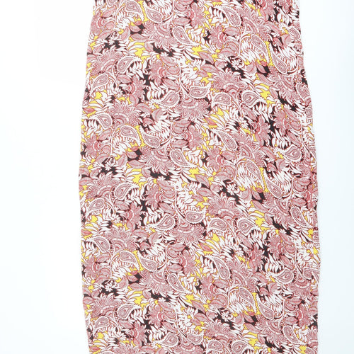 Marks and Spencer Womens Multicoloured Geometric Viscose Slip Dress Size 12 V-Neck Pullover