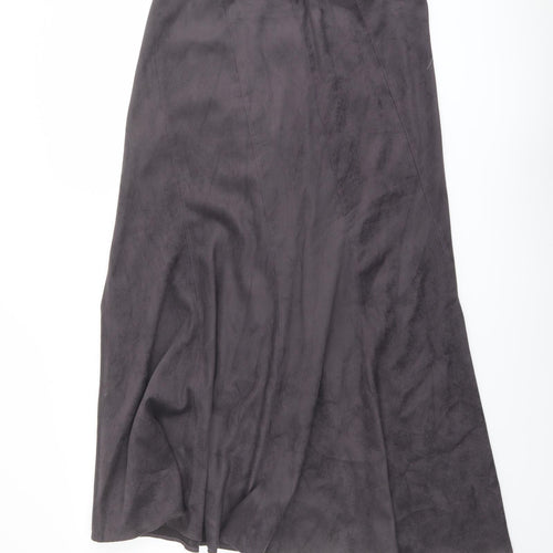 Marks and Spencer Womens Grey Polyester A-Line Skirt Size 14 - Suede Effect