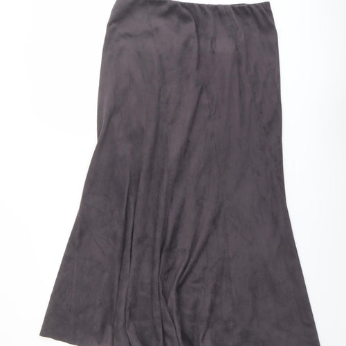 Marks and Spencer Womens Grey Polyester A-Line Skirt Size 14 - Suede Effect