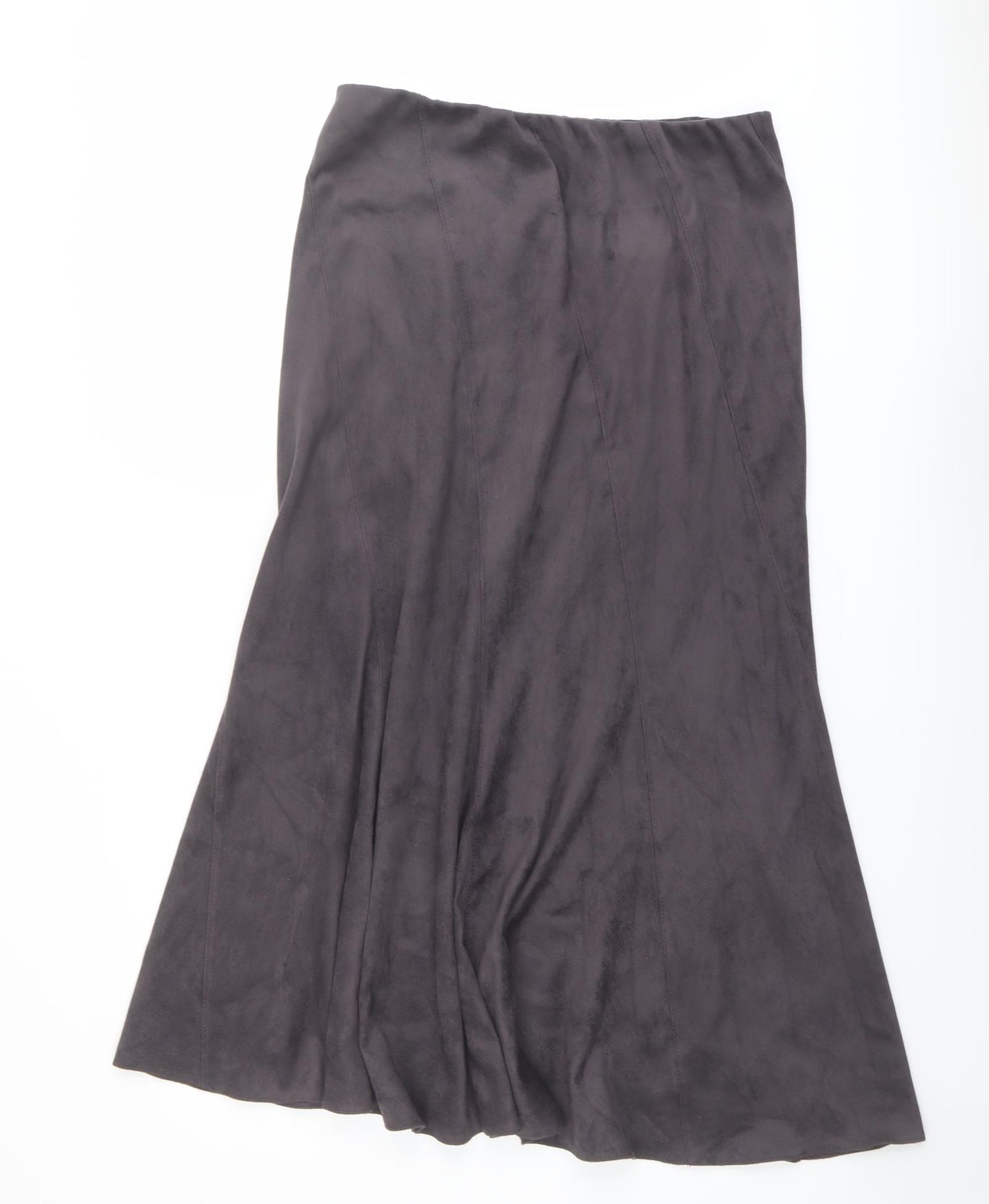 Marks and Spencer Womens Grey Polyester A-Line Skirt Size 14 - Suede Effect