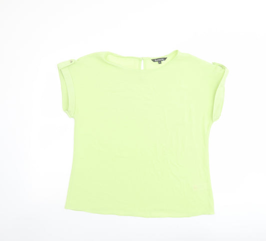 Bonmarché Womens Green Polyester Basic T-Shirt Size 14 Round Neck