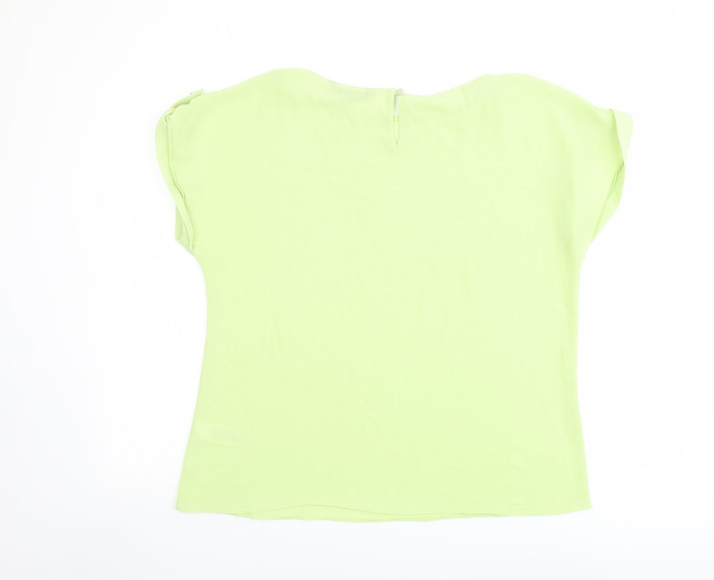 Bonmarché Womens Green Polyester Basic T-Shirt Size 14 Round Neck