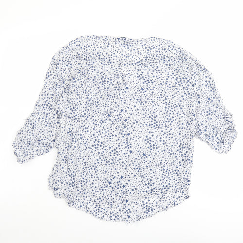 Zara Womens Blue Geometric Polyester Basic Blouse Size M Round Neck - Star Pattern