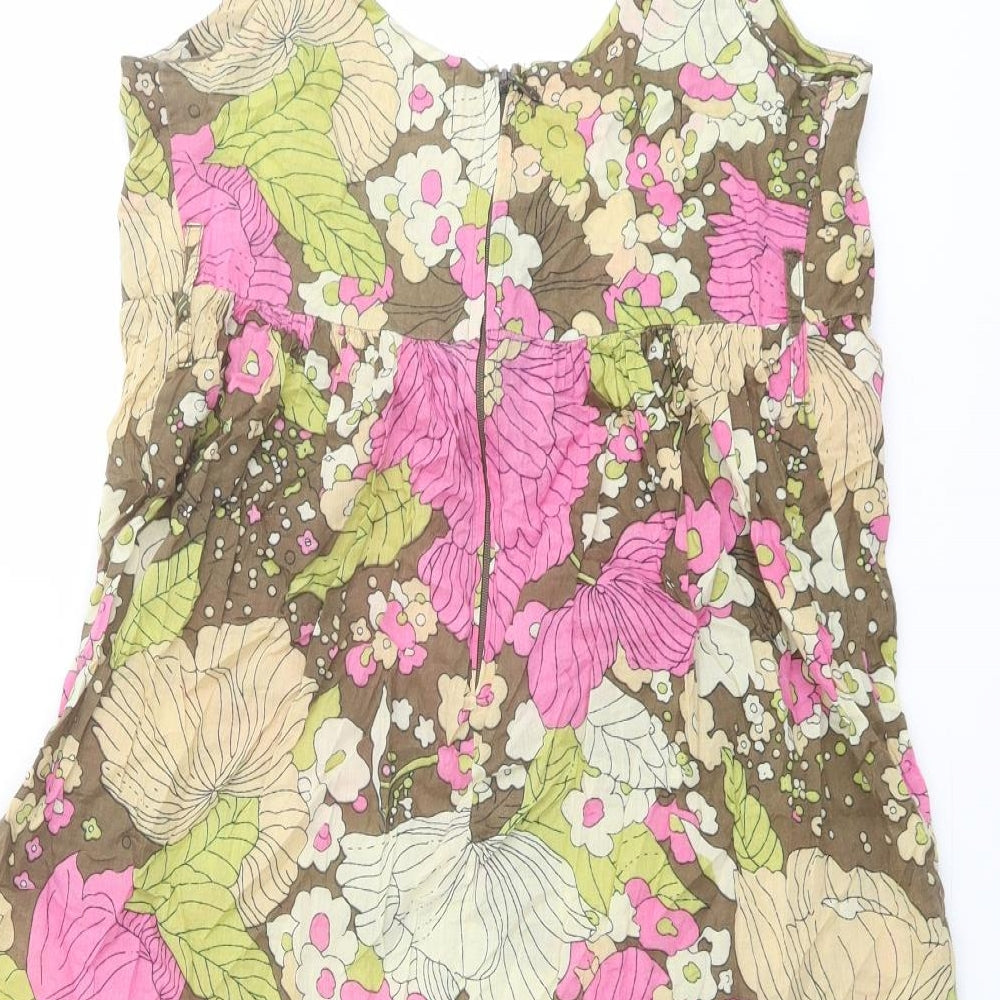 New Look Womens Multicoloured Floral Cotton Basic Tank Size 10 Round Neck