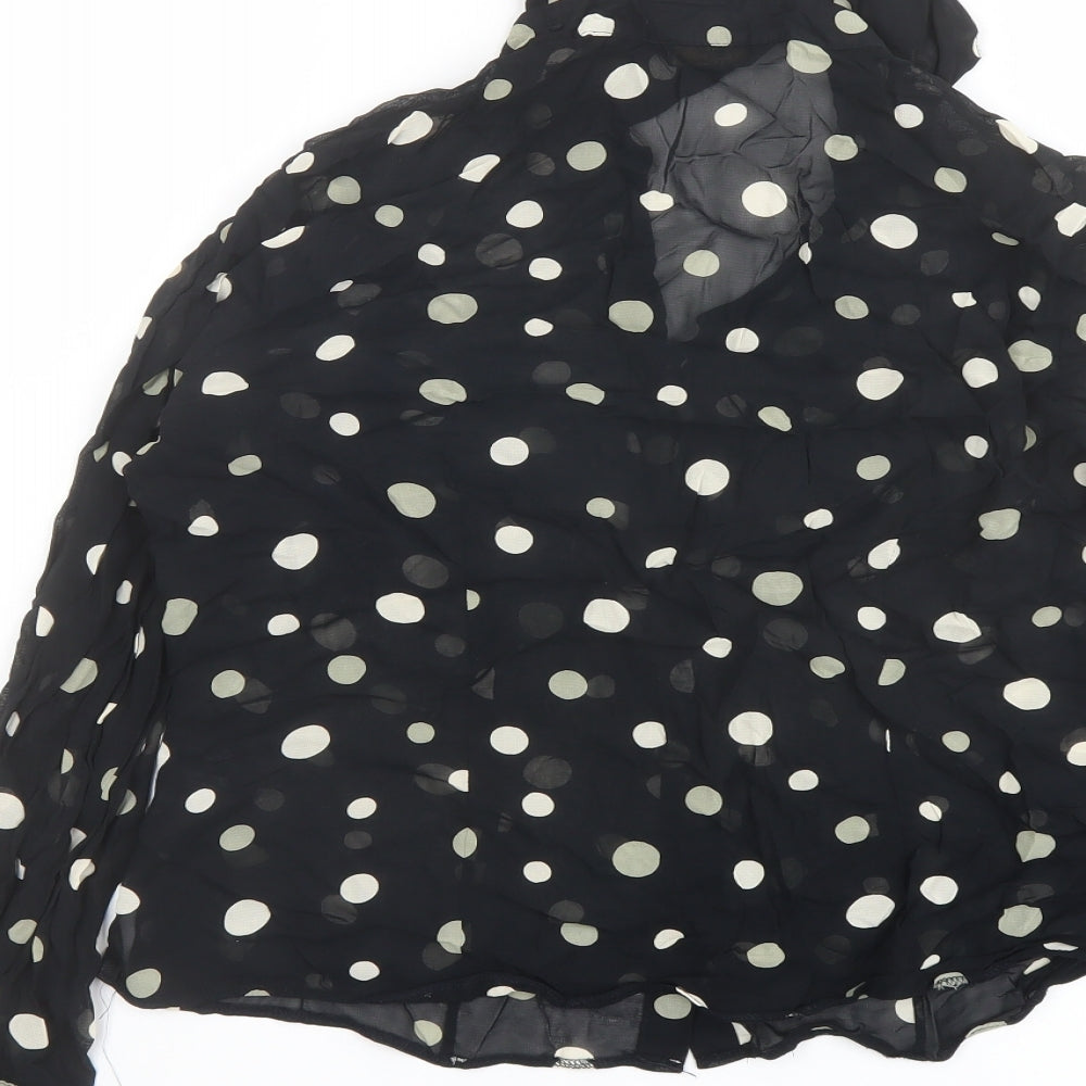 Marks and Spencer Womens Black Polka Dot Viscose Basic Button-Up Size 12 Collared