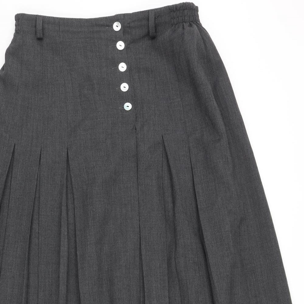 Klein Petit Paris Womens Grey Polyester Pleated Skirt Size 10 Button