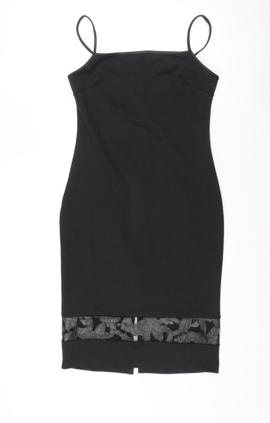 Amy Childs Womens Black Polyester Pencil Dress Size 12 Square Neck Zip
