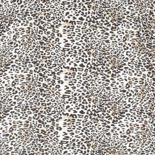 Marks and Spencer Womens Brown Animal Print Viscose Basic T-Shirt Size 16 Round Neck - Leopard Print