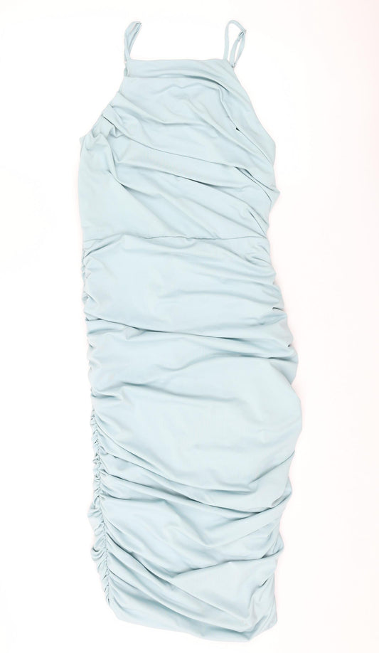 AX Paris Womens Blue Polyester Bodycon Size 12 Scoop Neck Zip