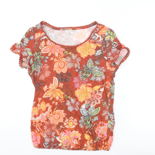 NEXT Womens Multicoloured Floral Cotton Basic T-Shirt Size 10 Round Neck