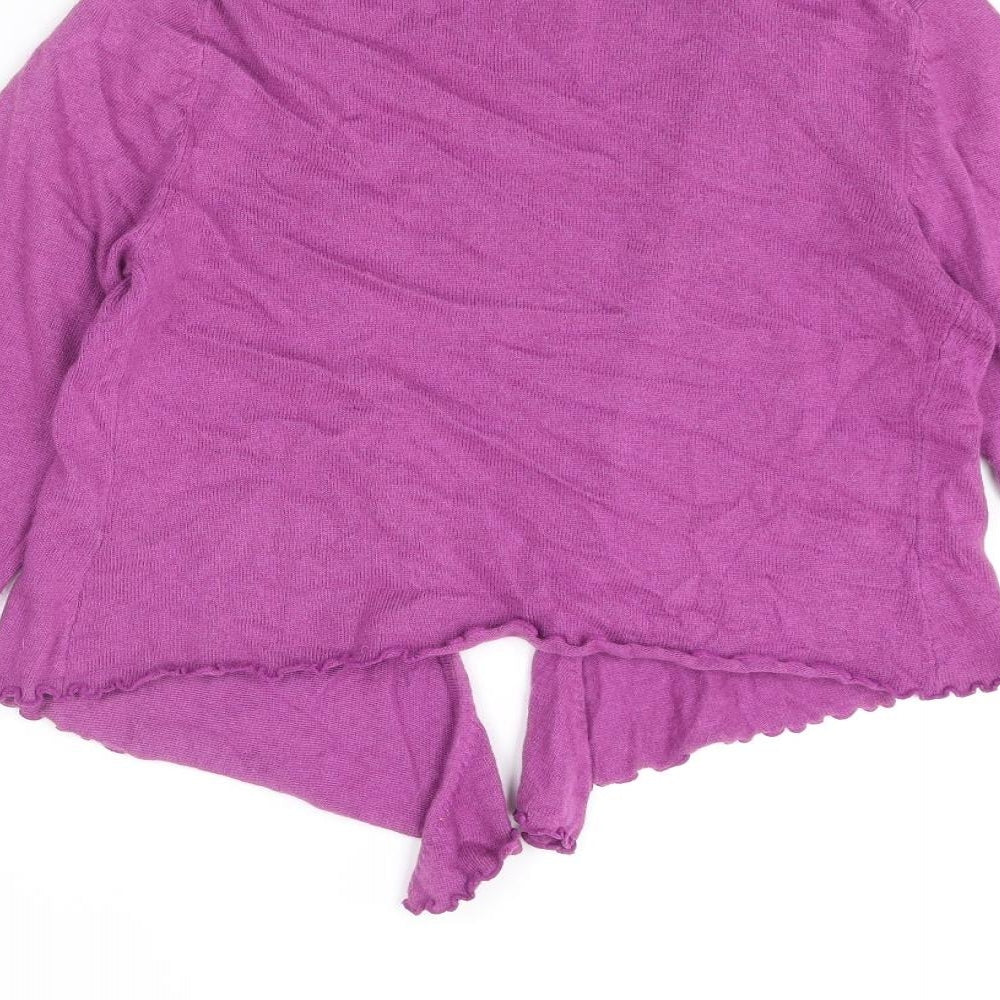 Boden Womens Purple V-Neck Cotton Cardigan Jumper Size 10 - Waterfall Design