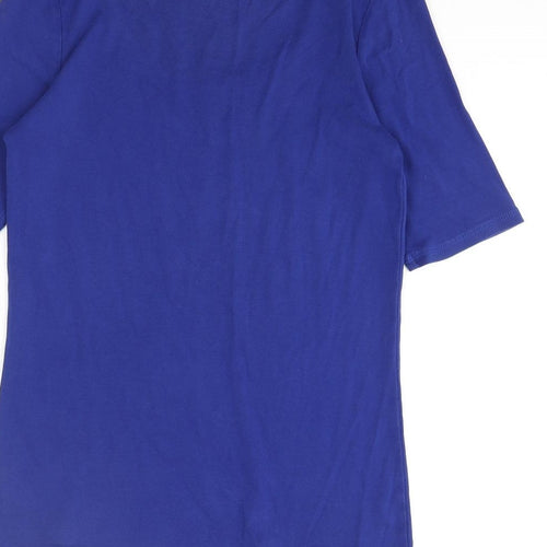 Marks and Spencer Womens Blue Cotton Basic T-Shirt Size 10 Scoop Neck