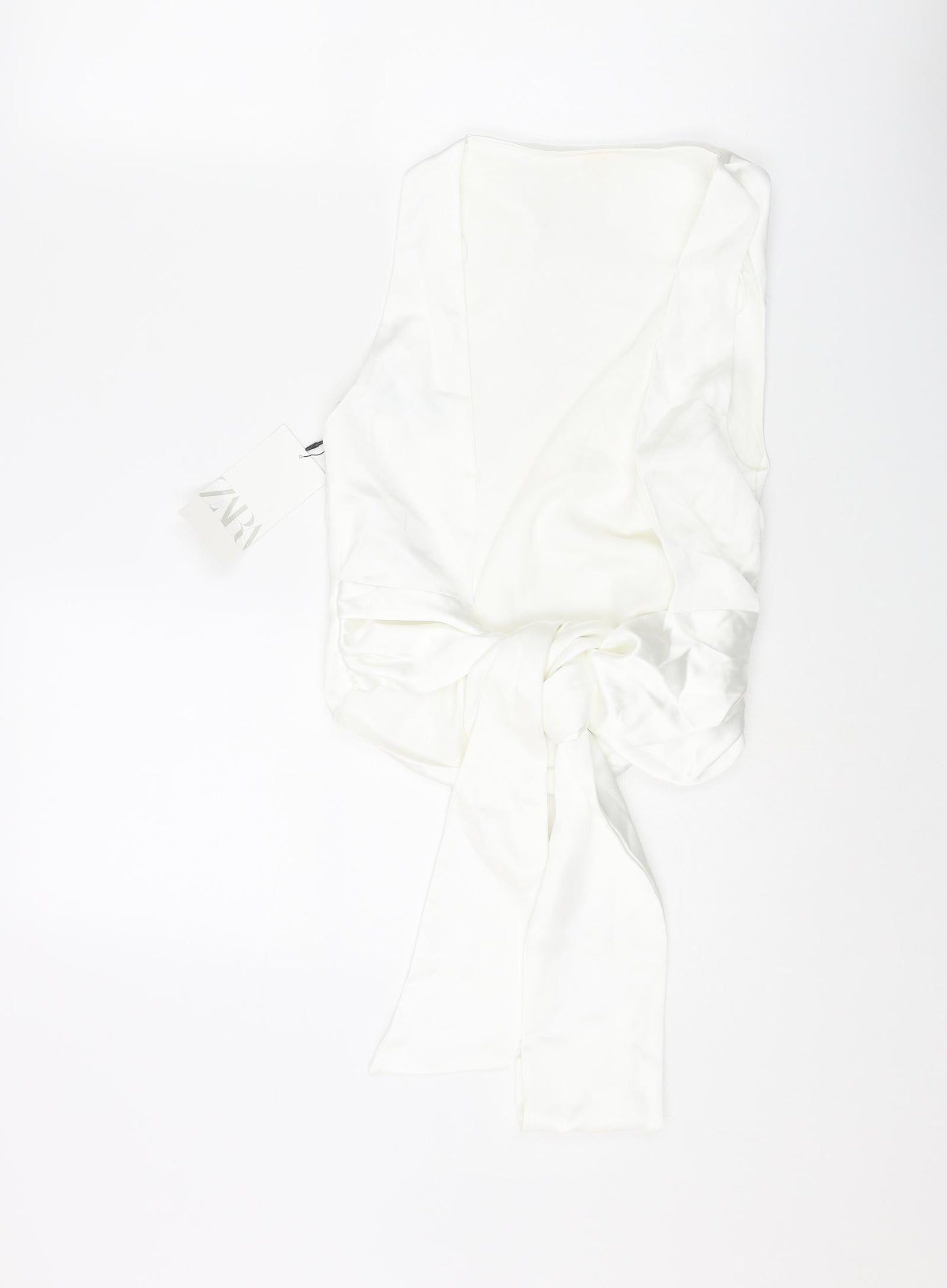 Zara Womens White Polyester Camisole Tank Size M Mock Neck