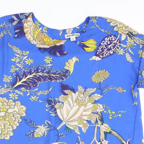 Whistles Womens Blue Floral Polyester Basic Blouse Size M Round Neck
