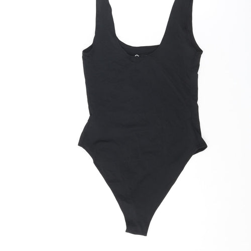 Zara Womens Black Polyester Bodysuit One-Piece Size M Snap