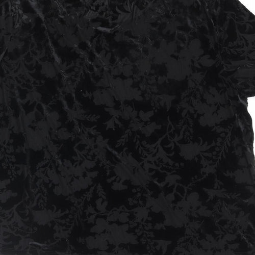 Oasis Womens Black Paisley Polyamide Basic T-Shirt Size L Round Neck
