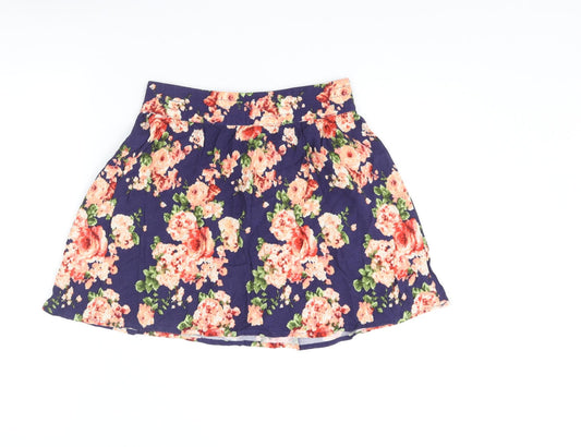 FOREVER 21 Womens Multicoloured Floral Viscose Skater Skirt Size M
