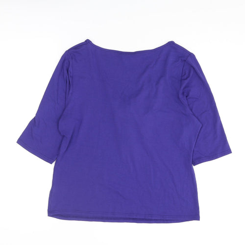Kaliko Womens Blue Viscose Basic T-Shirt Size 14 Scoop Neck