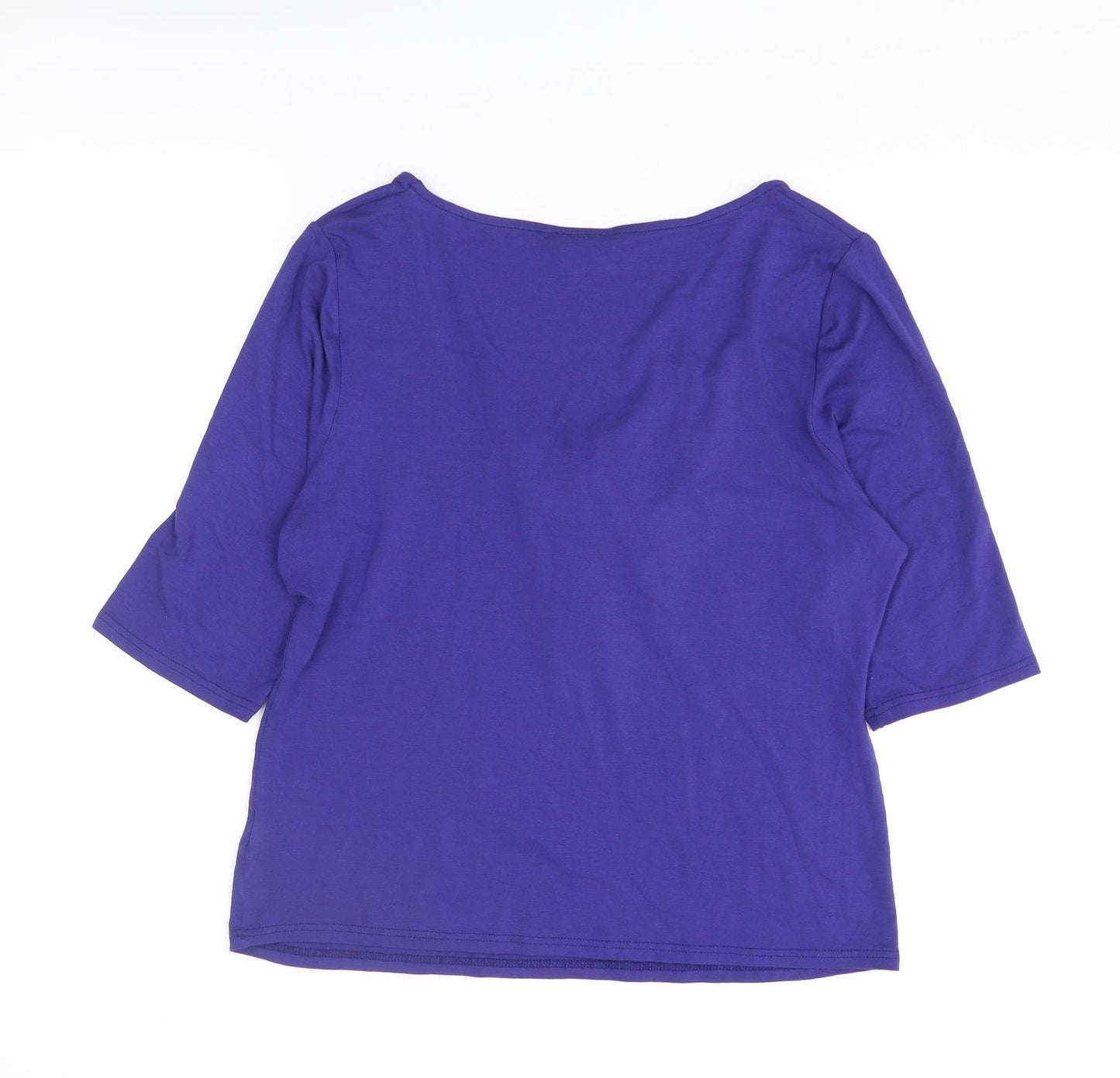 Kaliko Womens Blue Viscose Basic T-Shirt Size 14 Scoop Neck
