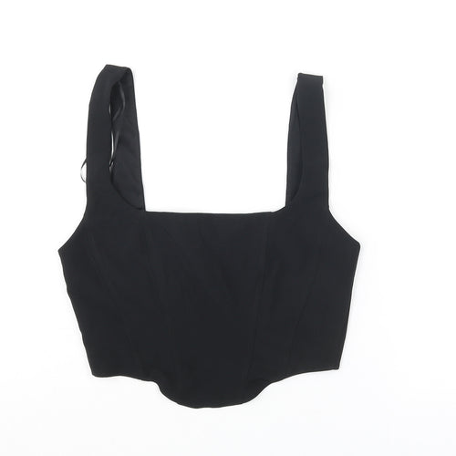 Zara Womens Black Polyester Cropped Tank Size XS Square Neck