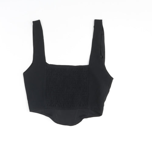 Zara Womens Black Polyester Cropped Tank Size XS Square Neck