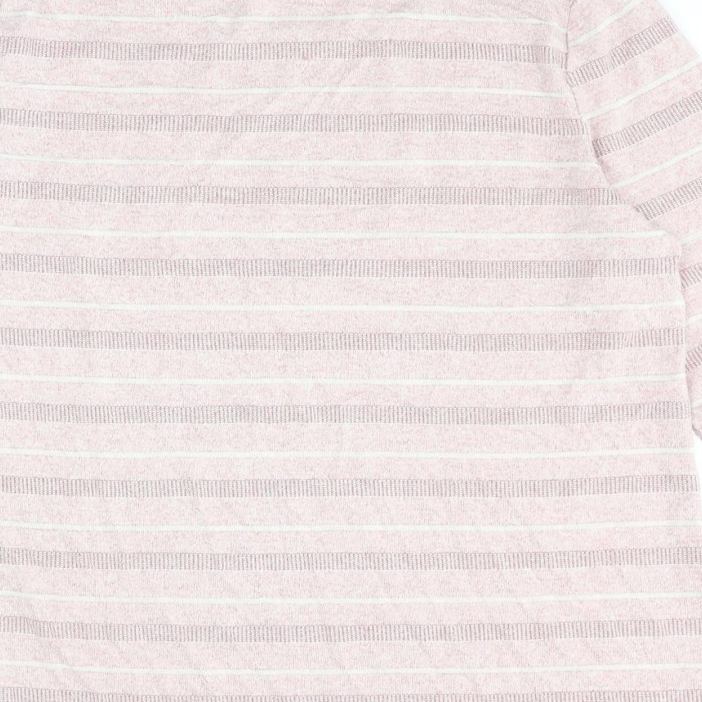 Bonmarché Womens Pink Round Neck Striped Viscose Pullover Jumper Size 16