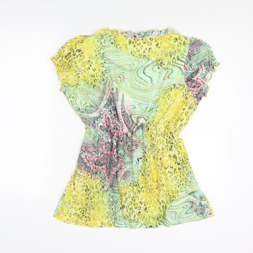 Per Una Womens Multicoloured Geometric Cotton Basic Blouse Size 16 Scoop Neck