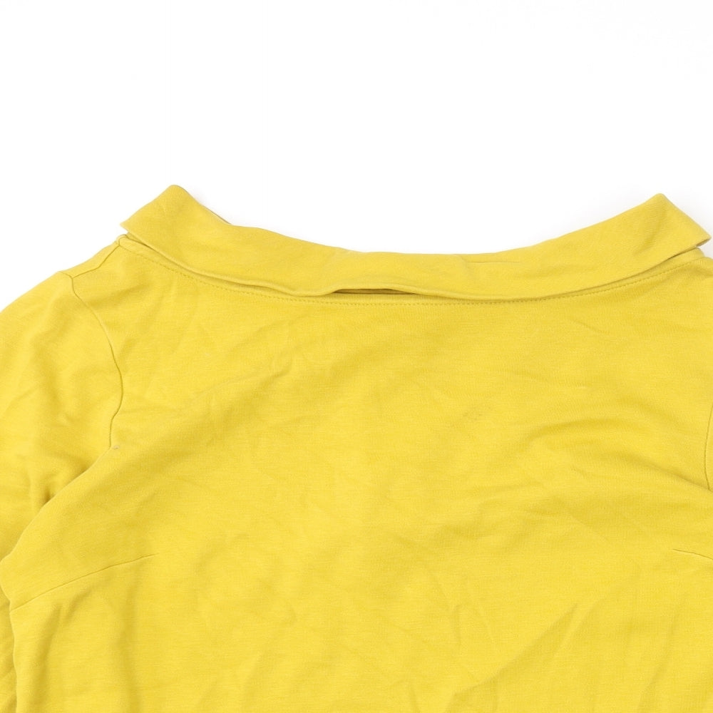 Laura Ashley Womens Yellow Cotton Basic T-Shirt Size 10 Boat Neck