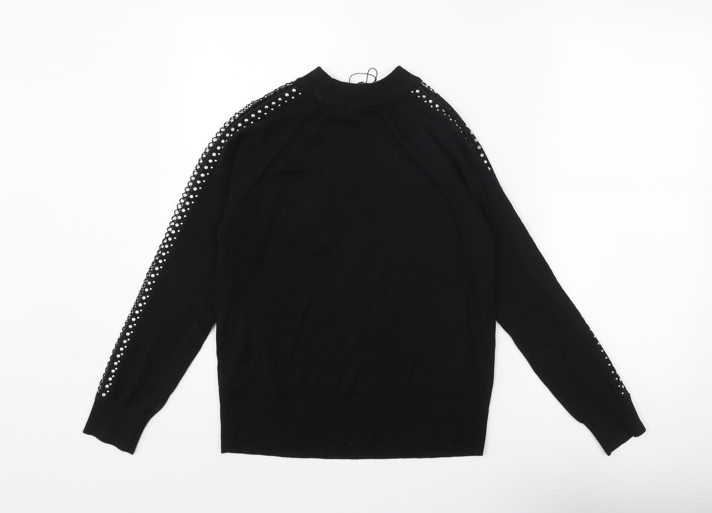 Topshop Womens Black Round Neck Acrylic Pullover Jumper Size 6