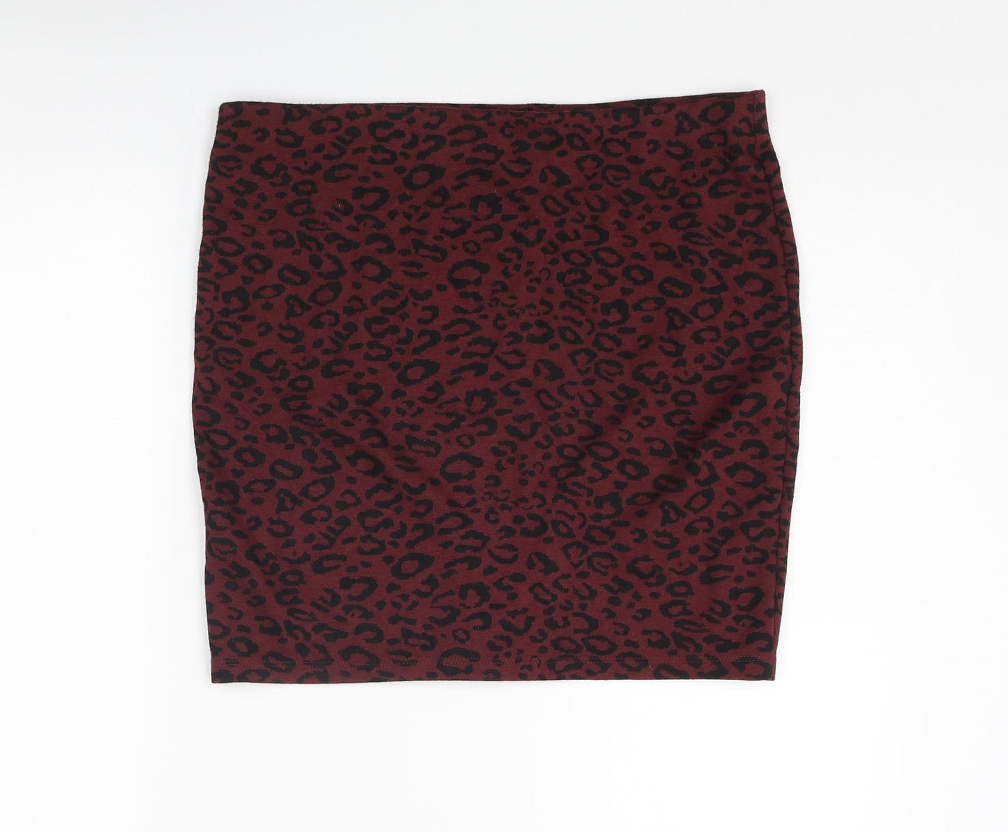 New Look Womens Red Animal Print Polyester Bandage Skirt Size 14 - Leopard pattern