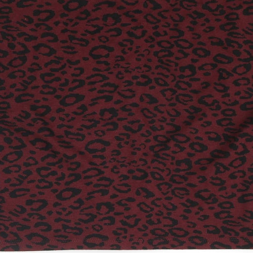New Look Womens Red Animal Print Polyester Bandage Skirt Size 14 - Leopard pattern