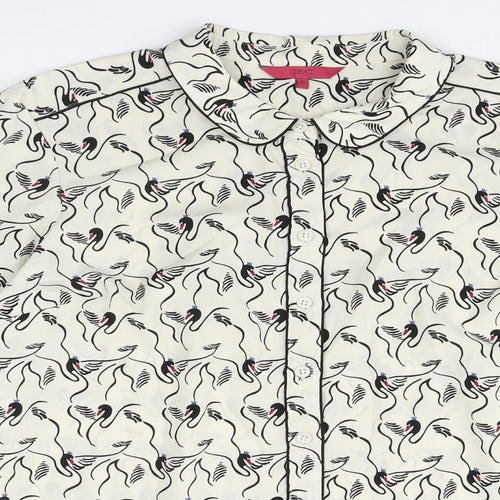 NEXT Womens Ivory Geometric Polyester Basic Button-Up Size 18 Collared - Bird Pattern