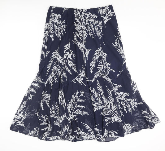 Hudson and Onslow Womens Blue Geometric Polyester Swing Skirt Size 14 - Leaf pattern