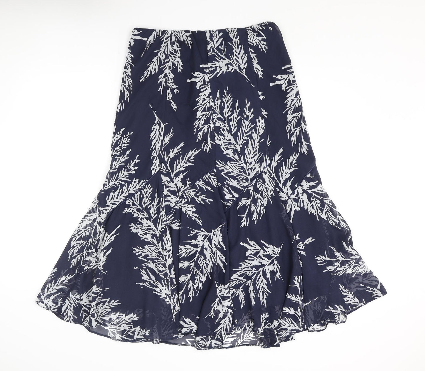 Hudson and Onslow Womens Blue Geometric Polyester Swing Skirt Size 14 - Leaf pattern