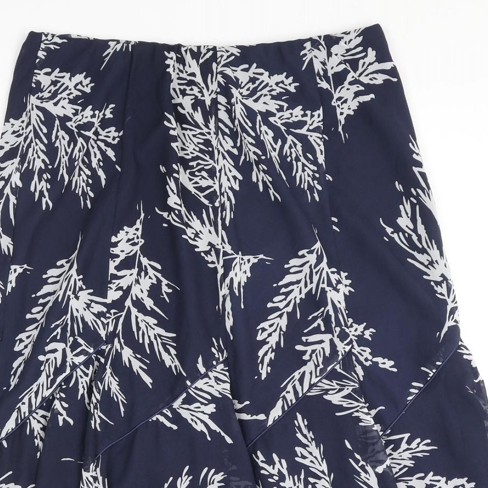 Hudson and Onslow Womens Blue Geometric Polyester Swing Skirt Size 14 - Leaf pattern