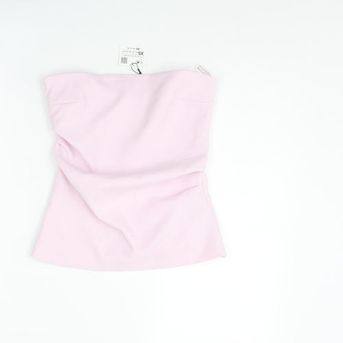 Zara Womens Pink Polyester Basic Tank Size XS Off the Shoulder