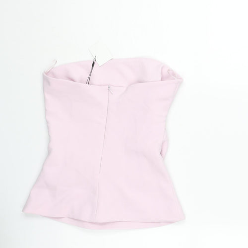 Zara Womens Pink Polyester Basic Tank Size XS Off the Shoulder